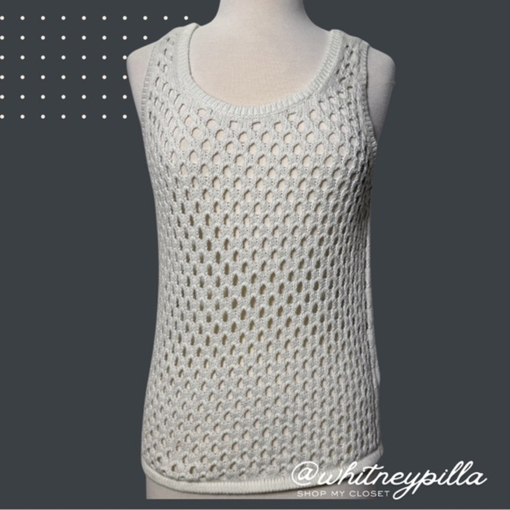 Madewell White Crochet Sweater Tank Top Open Knit 100% cotton women’s Size Small